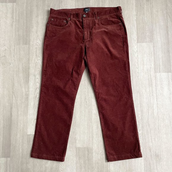 Vince Men’s Corduroy Five Pocket pants Slim Straight Fit Brick Red Size 36 - Picture 2 of 11